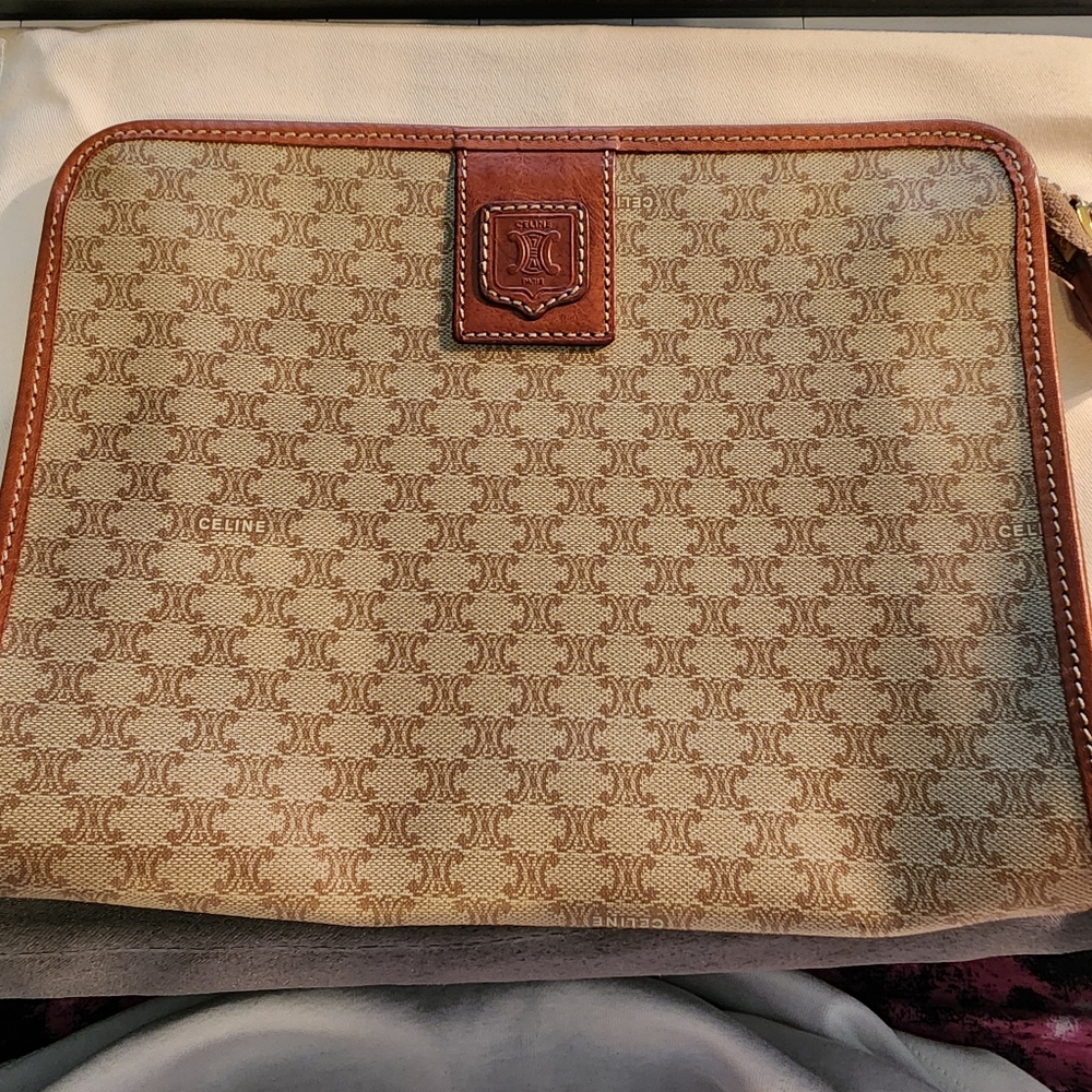 Celine Rare Vintage clutch/pouch Tan/Caramel EUC